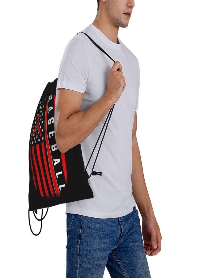 AIMASTZ American Baseball Flag Unisex Drawstring Backpack Bag Sport Gym Swim Travel Sackpack - Image 5